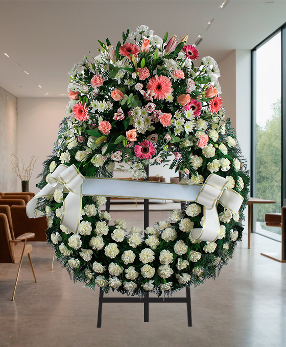 Corona de flores funerarias en Zaragoza